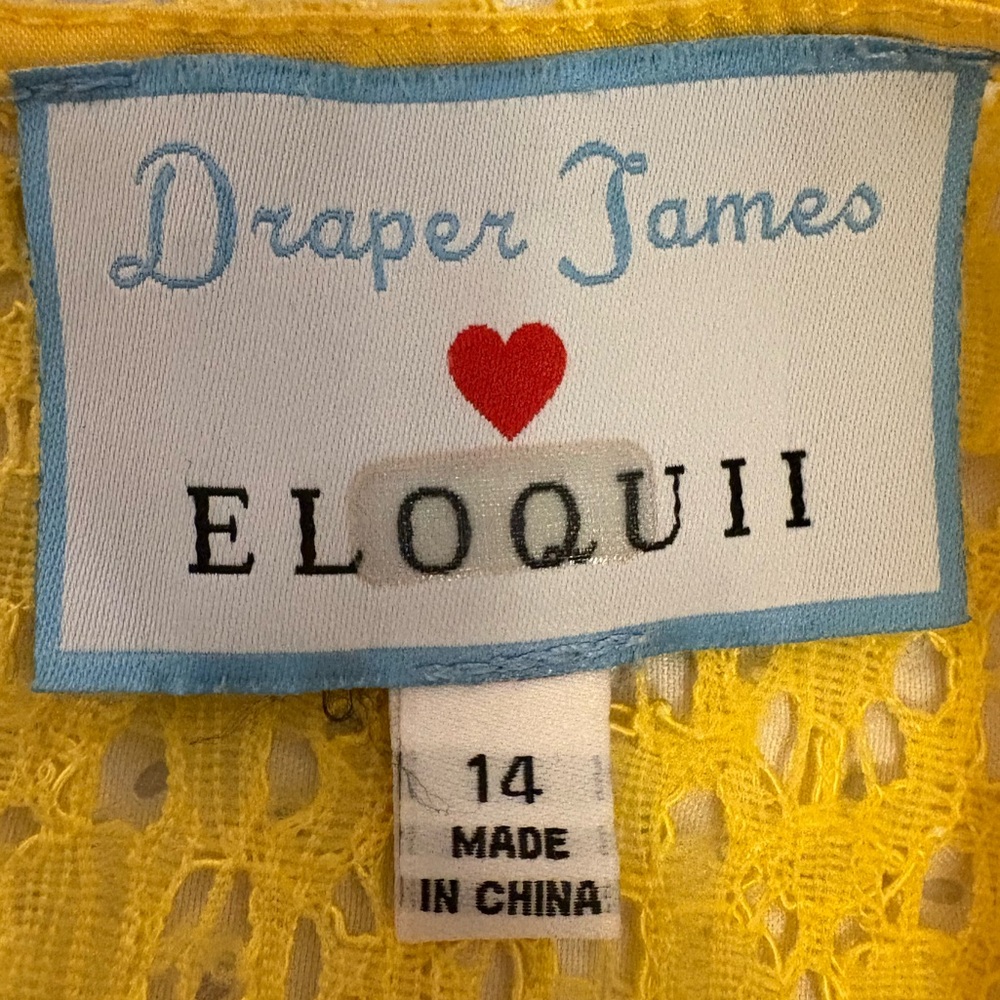 Draper James x ELOQUII Lace Yoke Shift Dress in Sunshine Yellow | Size 14 - Picture 7 of 11